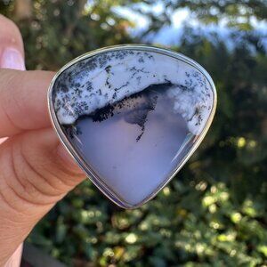 Dendritic Agate Ring 925 Size 8.75